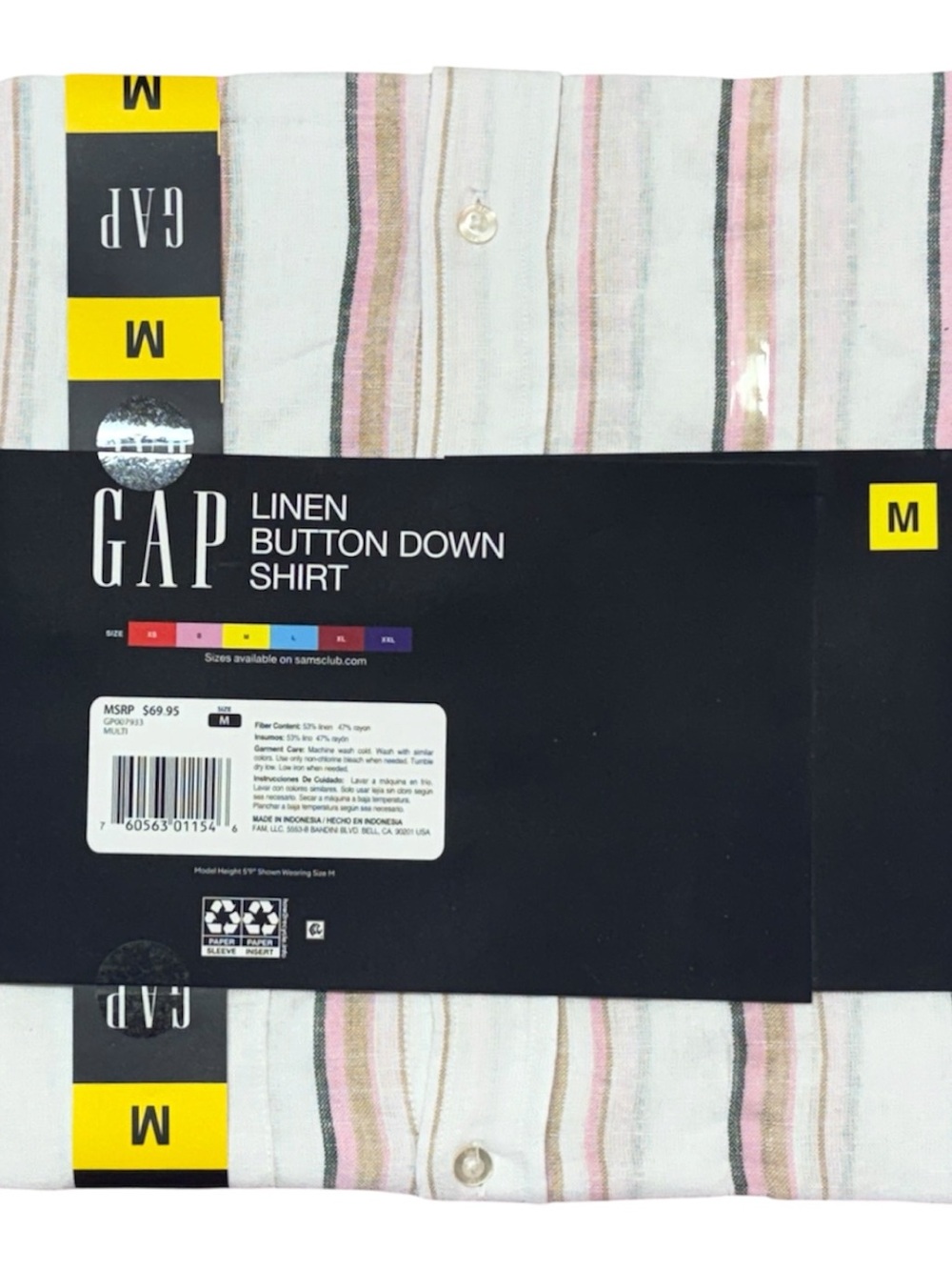 Gap Women's Linen Button-Down Top Multi Color Size Medium NWT - Picture 3 of 12